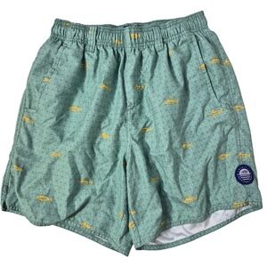 AFTCO Swim‎ Trunks Mens Small Green Fish Print Board Shorts Fishing Wear